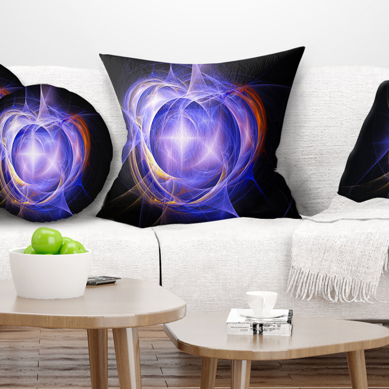 Supernova Explosion Blue - Abstract Printed Pillow, 16" x 16", Purple/Black