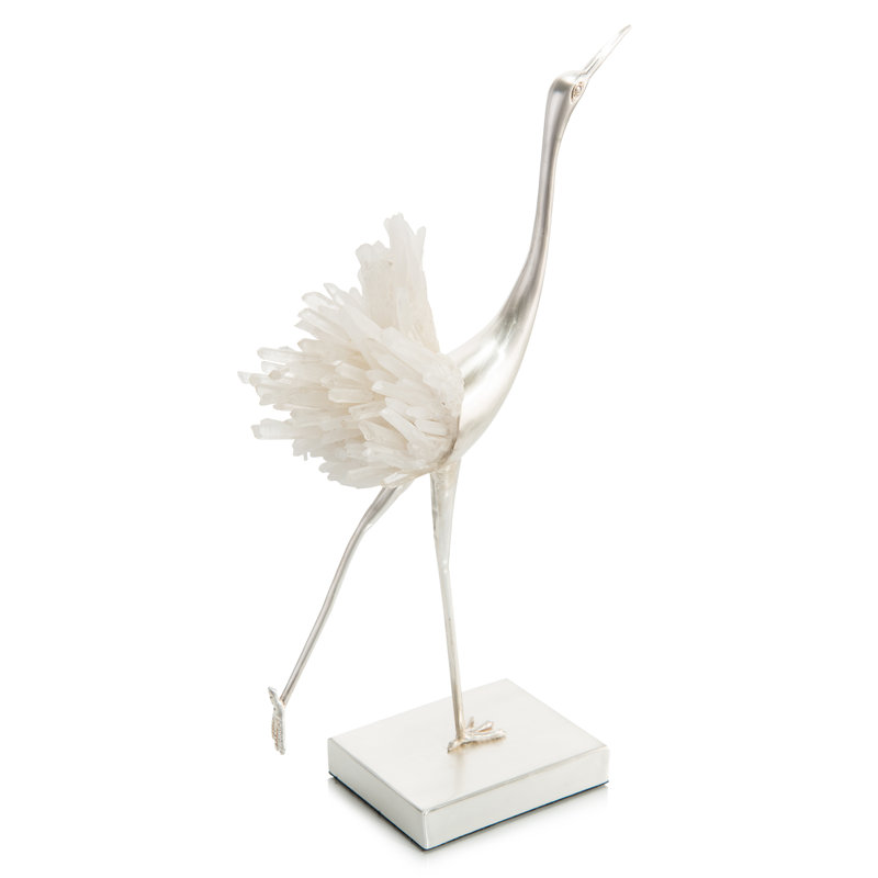 Quartz Egret Stretching Figurine