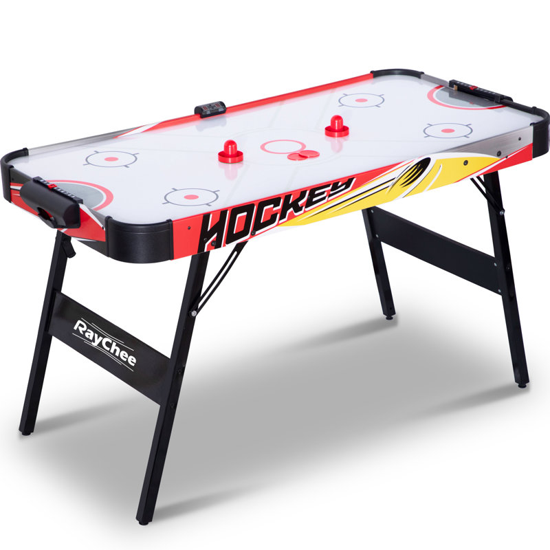 Table de hockey pneumatique à 2 joueurs avec tableau de pointage numérique 54 po RayChee, Rouge / noir