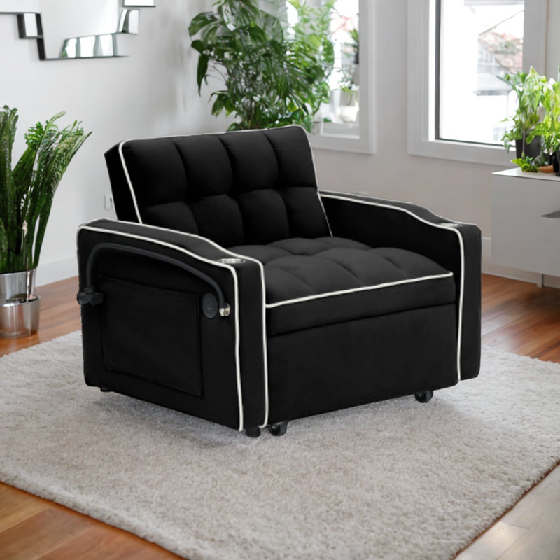 Velvet Accent Chair, Black Velvet