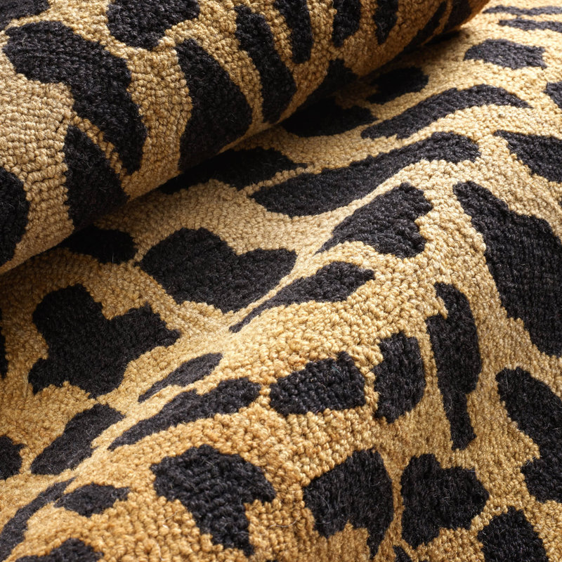 Leopard Hand Micro Hooked Wool Rug, Rectangle 3' x 5'