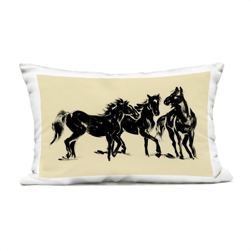 Coussin d'extérieur imprimé Horses in Motion Study par Victoria Barnes