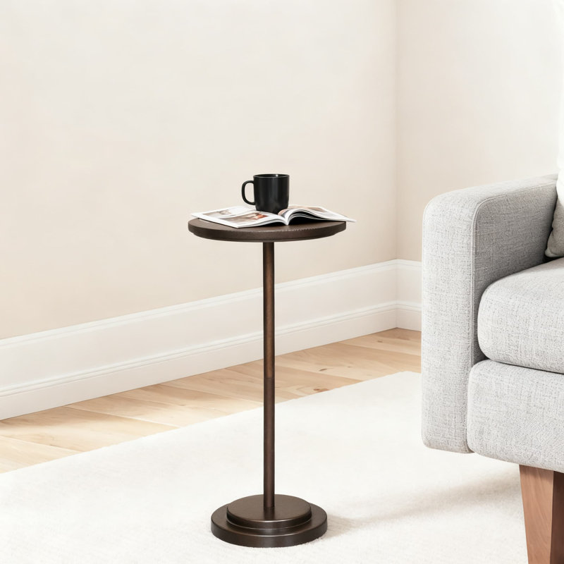 Ensemble de 2 tables d'appoint rondes en piédestal, table martini en bois sculpté pour le salon, la chambre à coucher, le bureau et les petits espaces
