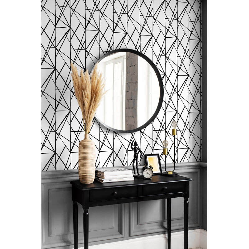Rouleau de papier peint autocollant L 18 pi x l 20,5 po Nieem, Noir / blanc