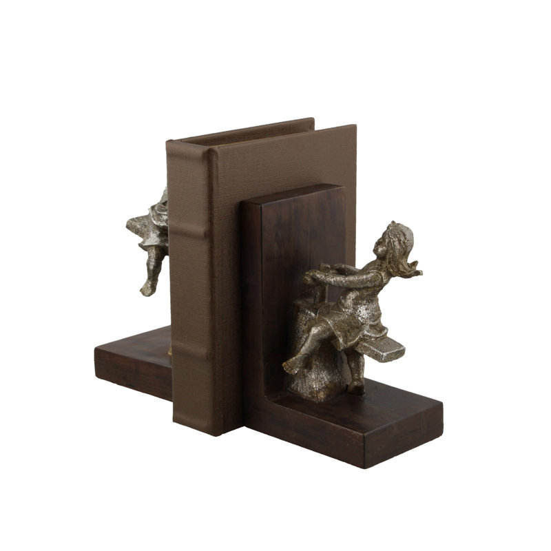 Serre-livres avec balançoire Polystone People, Bronze / étain argent
