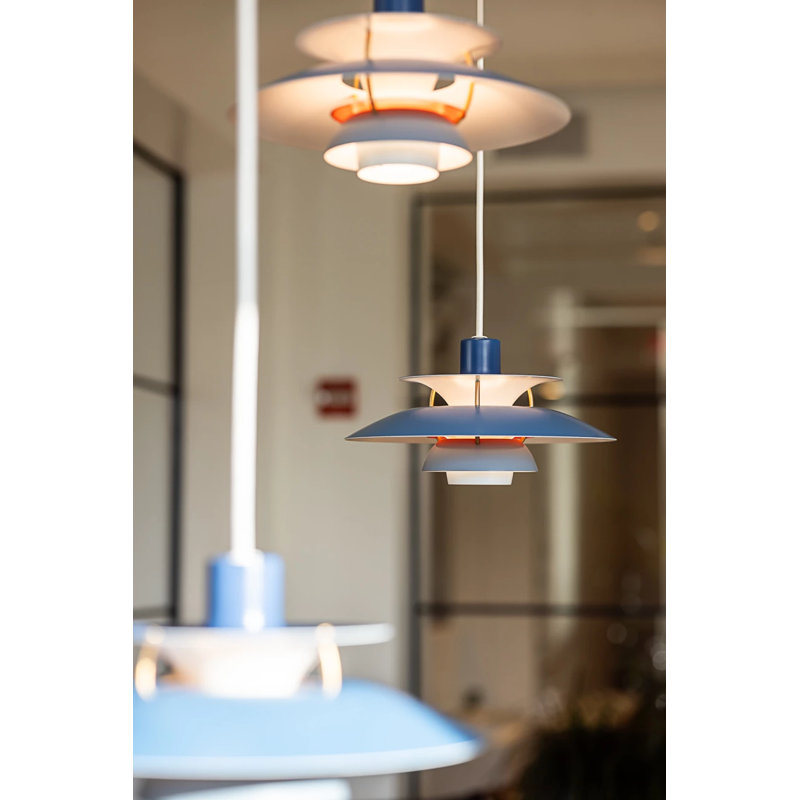 PH 5 1 - Light Pendant, Hues of Blue, 6.4" H x 11.8" W x 11.8" D