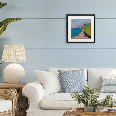 Kites over Coastal View Framed Print Under Glass, design by Jenny Wantuch