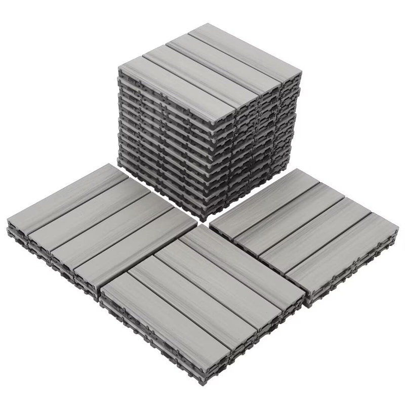 18 pièces de plancher en bois-plastique, carreaux imbriqués, imperméable, ignifuge, résistant à l'usure et résistant aux intempéries