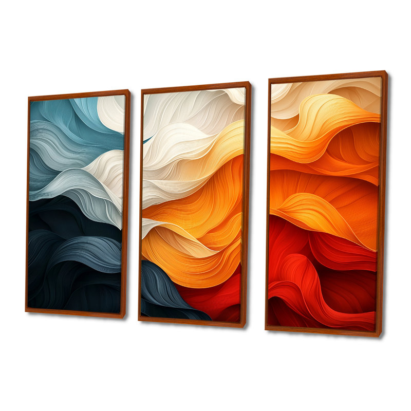 Orange et bleu Biomorphism Organic Forms VI - Biomorphism, ensemble d'art mural, H 28 po x l 36 po x P 1 po