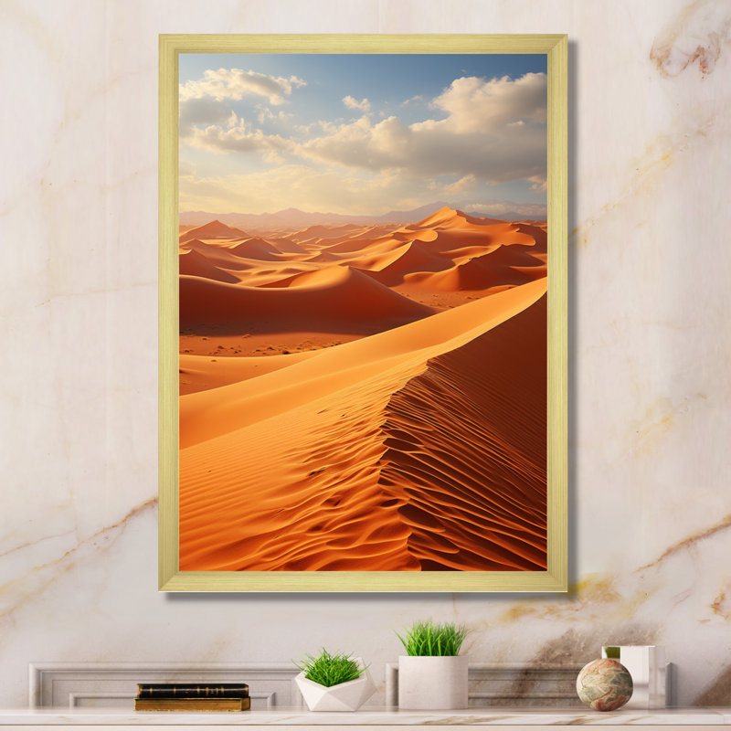 Égypte, désert antique égyptien III - Égypte, reproduction d'art sur toile, Encadrement doré, H 20 po x l 12 po x P 1 po