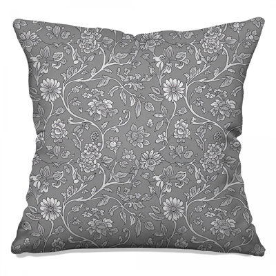 Coussins décoratifs gris à motif floral