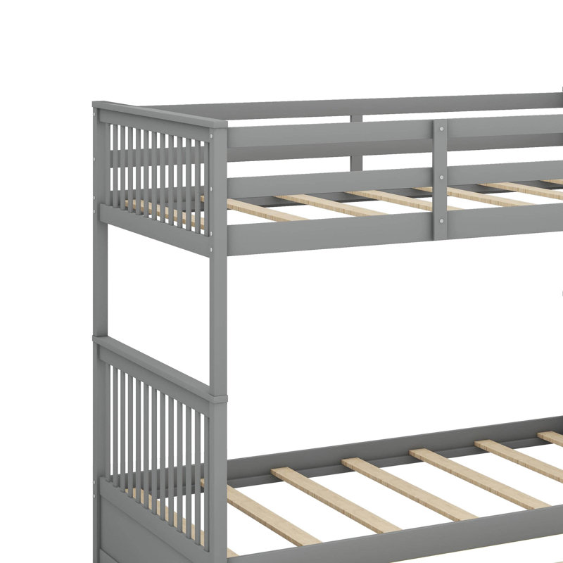 Lit superposé simple au-dessus de simple avec échelles et tiroirs, Gris