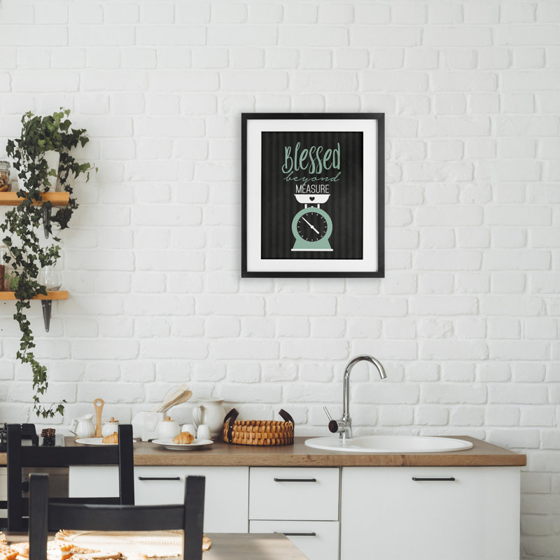 «Blessed Beyond Mesure», reproduction encadrée sous verre, lettrée et doublée, Cadre noir minuit, H 16 po x l 13 po