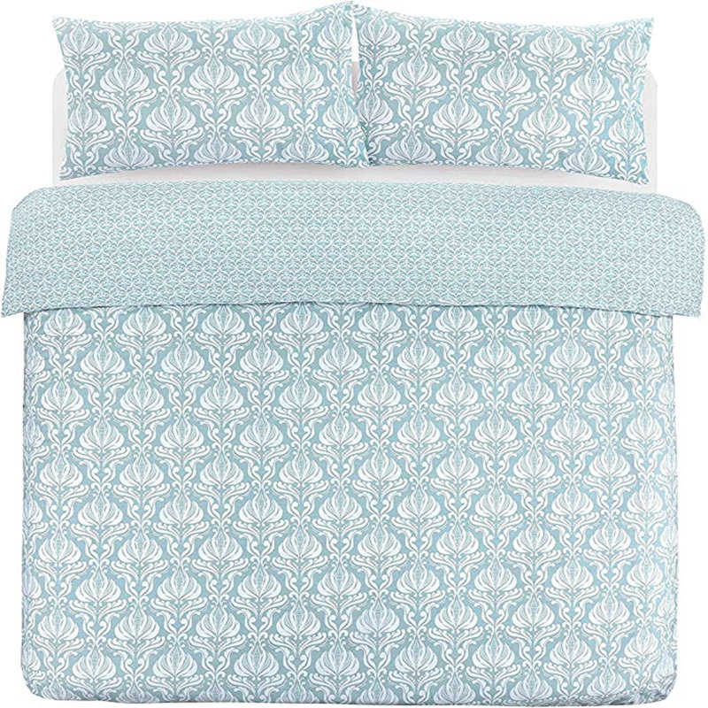 Aircomfort Aria Duck Egg Cotton Rich Duvet Cover Set with Pillowcase, Single - 1 Standard Pillowcase, Blue