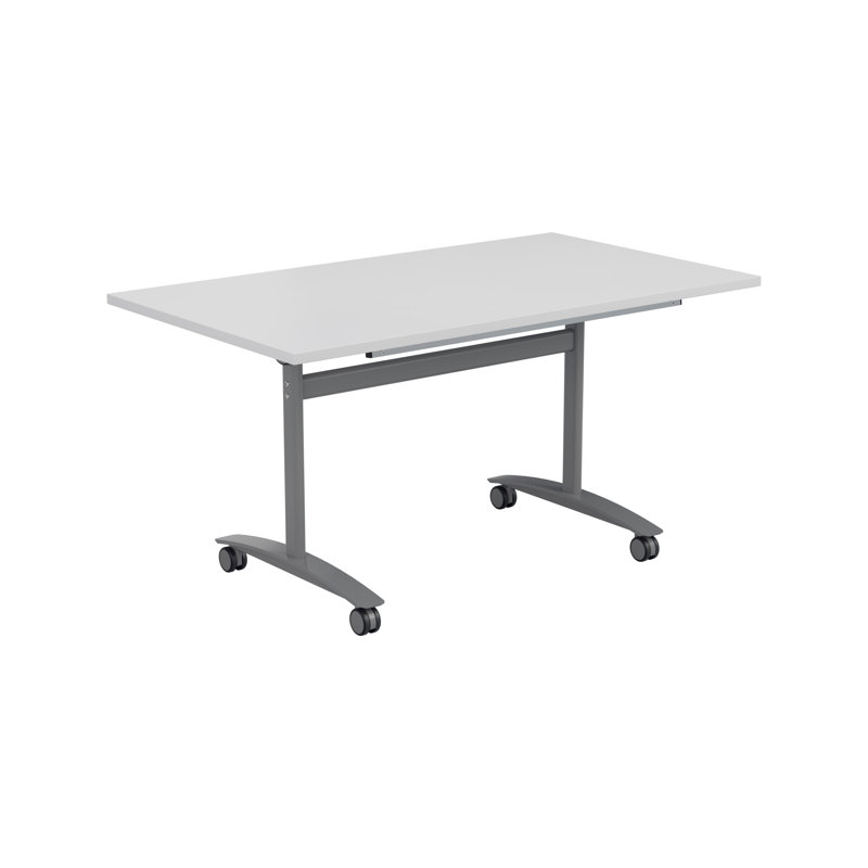 Buariki Rectangle Flip Top Modular Training Table with Casters, White, 72cm H x 120cm W x 80cm D