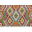 Tapis bleu / rouille / beige à motif géométrique en laine tissé à plat rectangulaire Rippeon