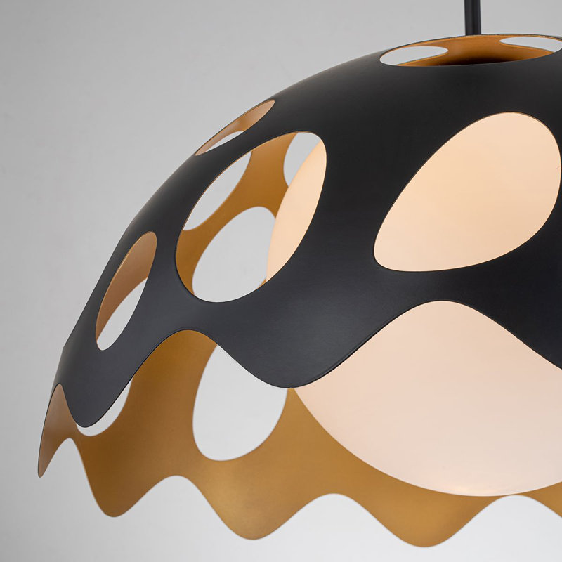 Pebbles Pendant, Satin Black, 8" H x 15" W x 15" D