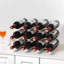 Support à vin de comptoir - Support à bouteilles de vin autoportant pour 12 bouteilles - Support à vin en bois à 3 niveaux - Organisateur de vin ondulé pour armoire de cuisine