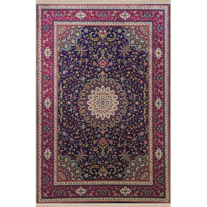 Tapis décoratif rétro à motif floral mauve à motif floral traditionnel, Rectangle 3'3" x 4'11" Rug Pad Included