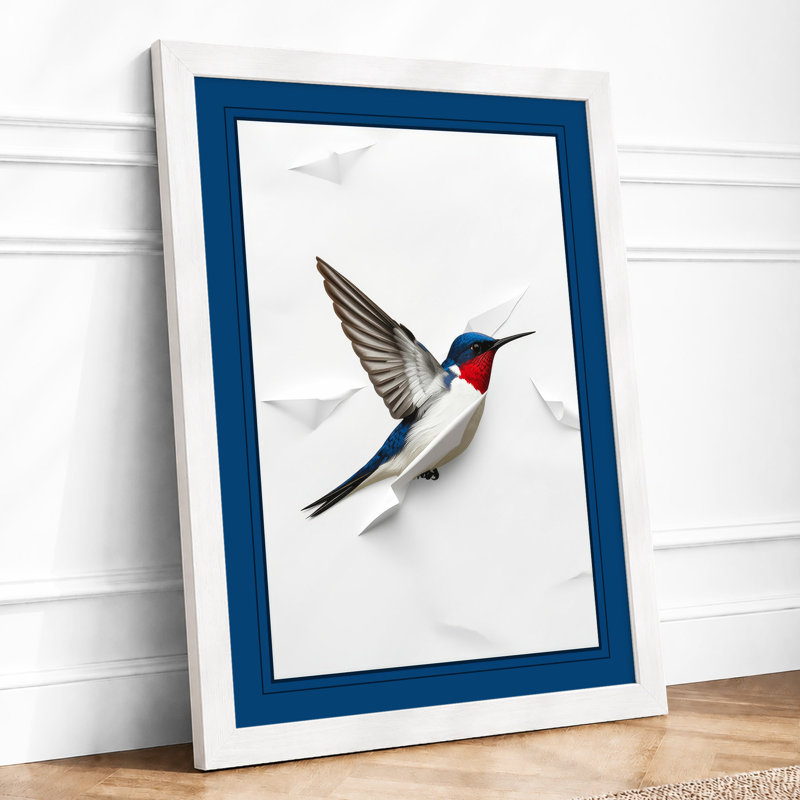 Hovering Hummingbird Botanical - Print, A2 - 59.4 x 42.0 cm, White