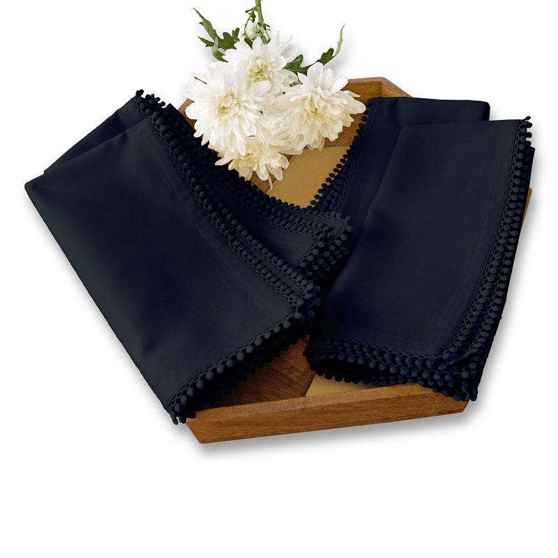 Maddie - Cotton Linen Dinner Napkins, Black