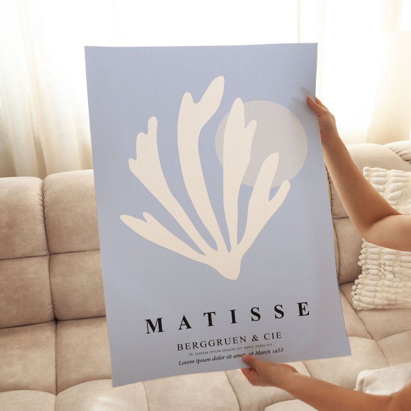 «Botanical Matisse Shell Soft Blue Bohemian», reproduction d'art sans cadre, H 36 po x l 24 po