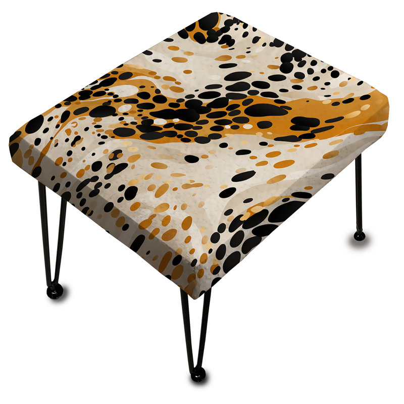 Yellow And Black Wild Cheetah Print - Abstract Rectangle Ottoman