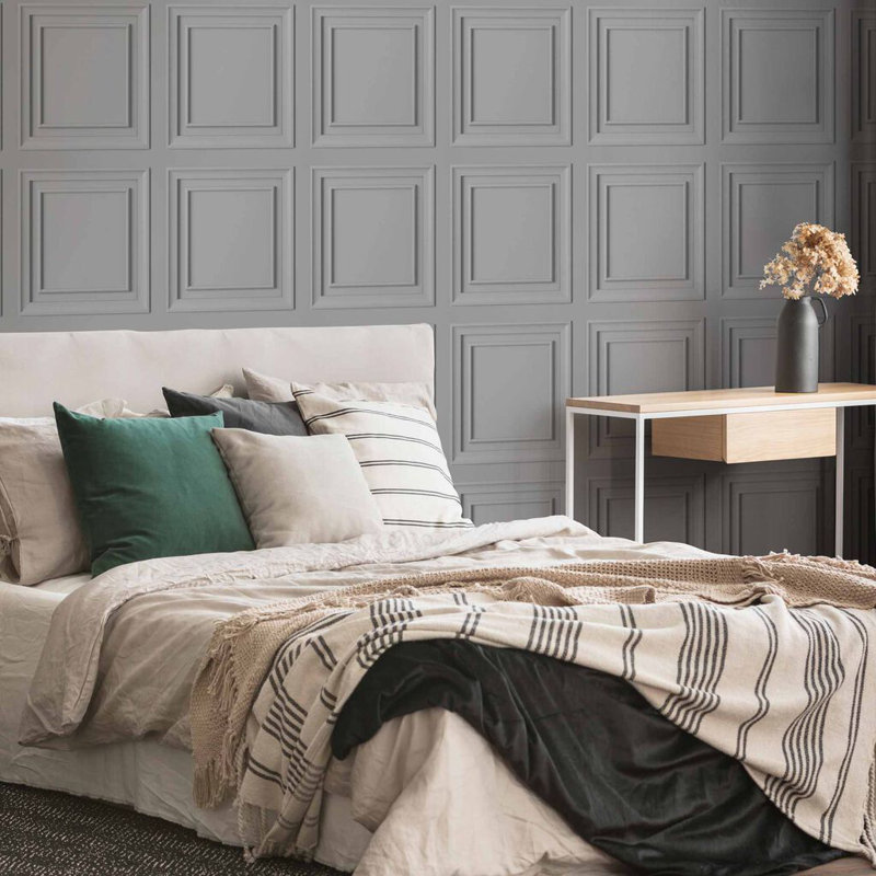 Fresco Wood Panelling Wallpaper, Grey