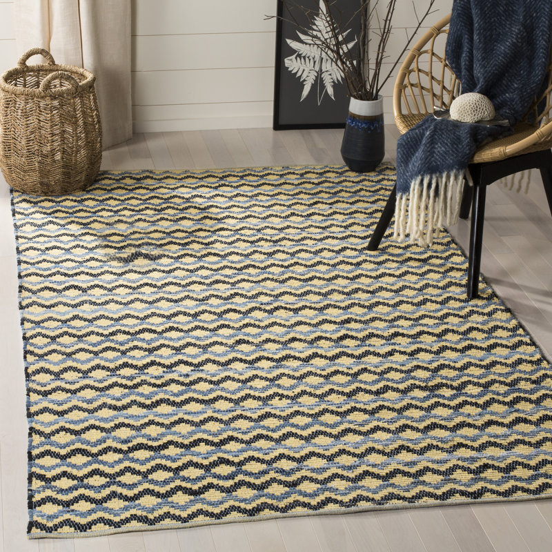 Annia Hand Woven Cotton Geometric Rug, Rectangle 9' x 12'