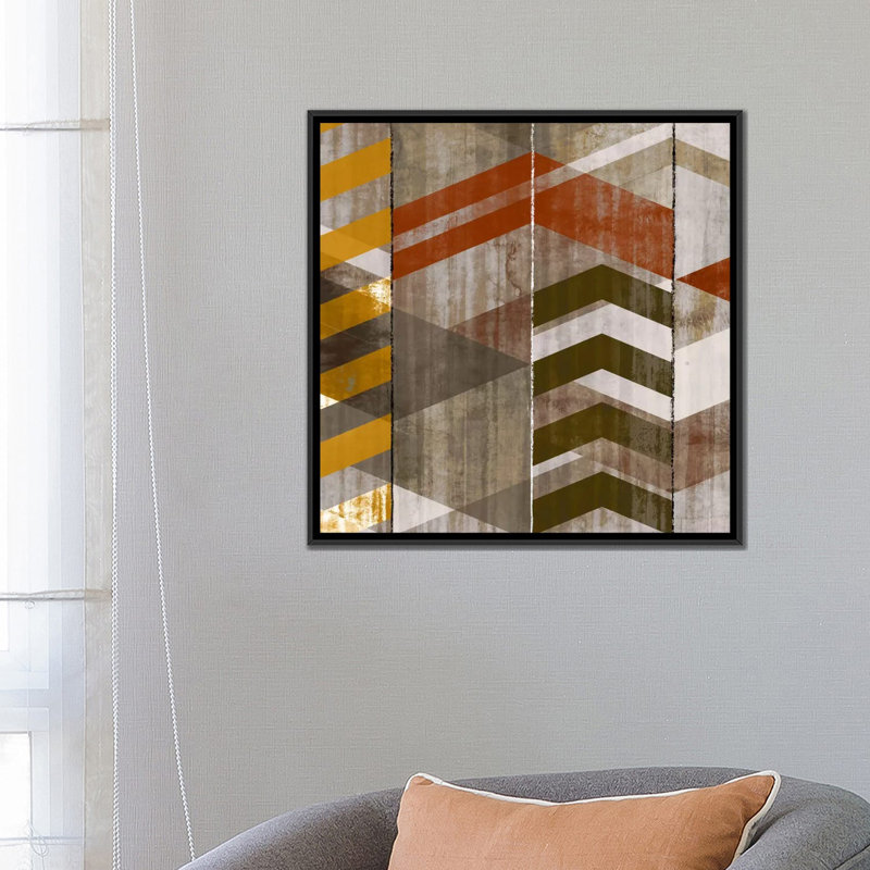 «Chevron Serenade II», impression sur toile, H 18 po x l 18 po x P 1,5 po, Toile encadrée noire, Pas de tapis
