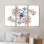 «Blue and Pink Wildflowers», peinture sur toile 3 pièces