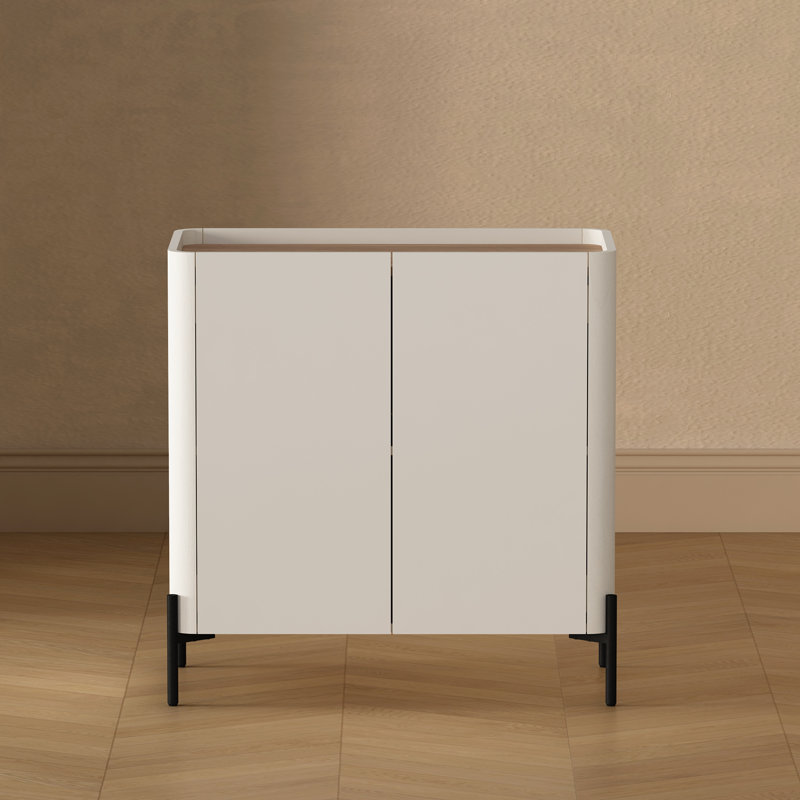 Armoire d'appoint moderne 32 "avec tablettes réglables et pieds en métal blanc cassé Abbey Abbey, Érable / blanc cassé