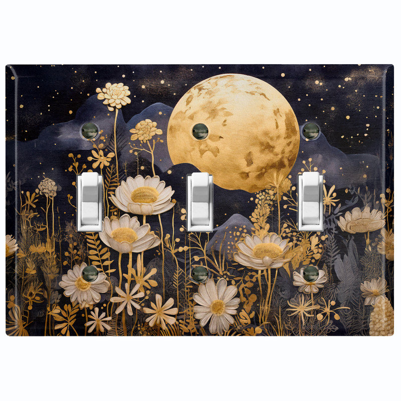 Couvercle de plaque d'interrupteur en métal; Bascule standard à 3 bandes US - clair de lune pré, #3 Triple Toggle