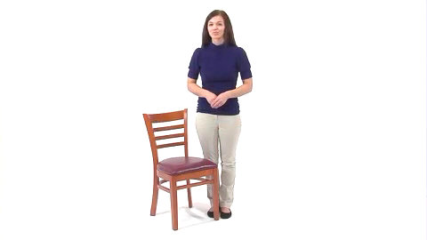 High Ladderback Natural Wood Side Chair with Burgundy Vinyl Seat