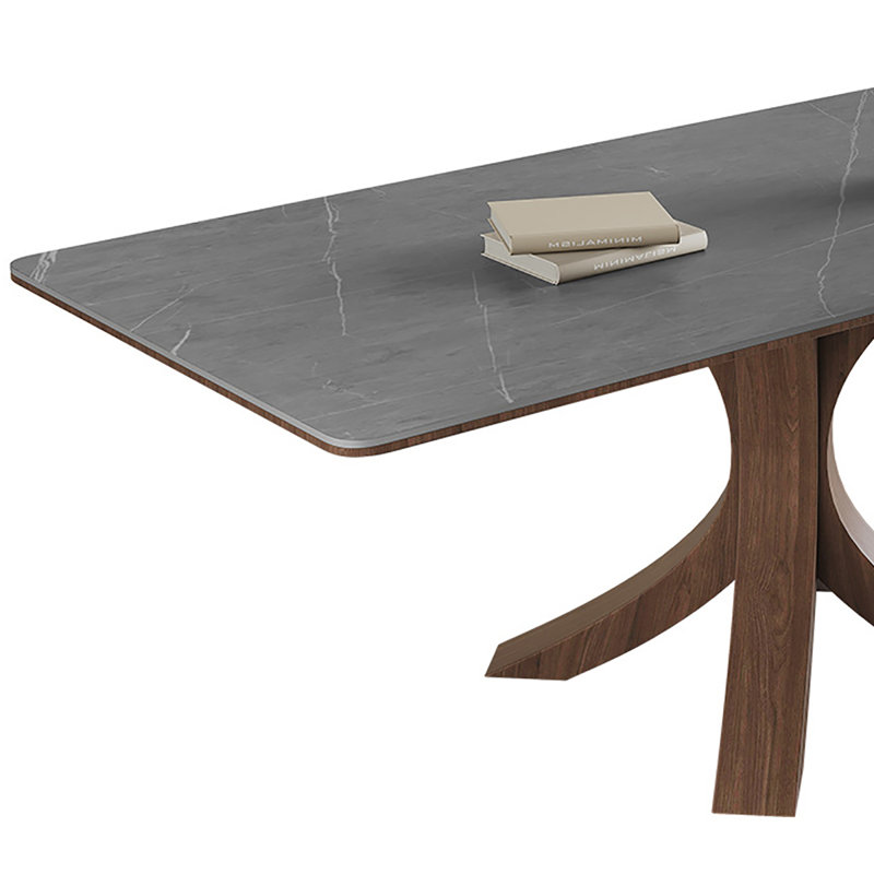 Table de salle à manger élégante en chêne et ardoise mat, H 29,5 po x L 55,1 po x l 31,5 po