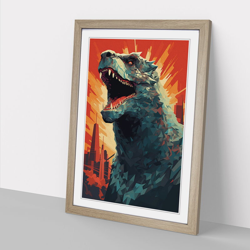 Godzilla Geometric - Framed Print, 46cmH x 34cmW