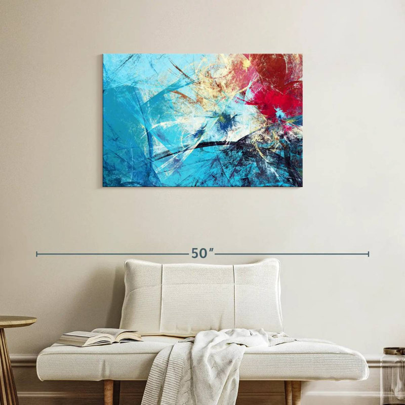 Avery - abstrait rouge et bleu, H 24 po x l 36 po