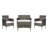 Wood Wicker 4 - Person Patio Conversation Set with Cushions-1287930132