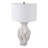 Table Lamp Stone Quartz Wavy Textured Base Fabric Shade Modern Home Office Bedroom Living Room Lighting Fixture Sculptural Design Decorative Accent Single Lamp - 29" White