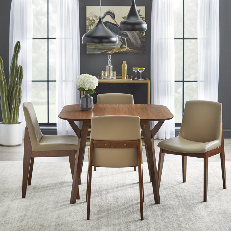 Buharkent Four Leg Dining Set, 5 Pieces: 1 Table, 4 Chairs