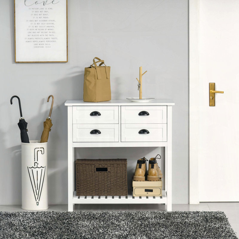 Coffee Bar Cabinet with Four Drawers and Slatted Bottom Shelf