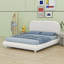 Lit plateforme tapissier avec tissu épais, structure solide et design courbé élégant-114216213-114216216