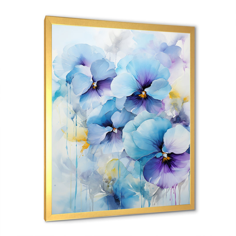 Bouquet d'harmonies bleues et mauves Blossum, H 32 po x l 24 po x P 1 po, Cadre doré simple