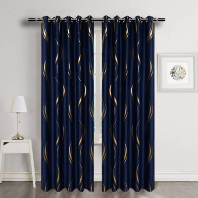 2 Panels Luxury Striped Blackout Curtains for Bedroom Living Room (168 x 213 cm)