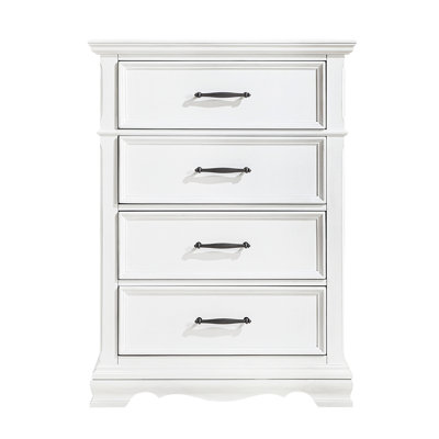Armoire de rangement à 1 tiroir à 4 tiroirs en bois massif avec finition blanche