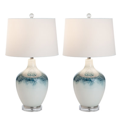 Coast - 28.5" Blue and White Glass Table Lamp - Set of 2 - Blue, White Finish