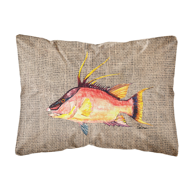  Coussin intérieur / extérieur Hog Snapper on Faux Burlap