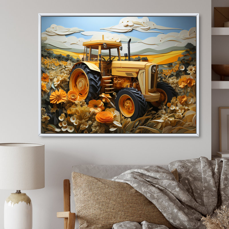Bexleigh Farmhouse Tractor Countryside Haven II - Imprimé, 12" H x 20" W, Cadre flottant blanc