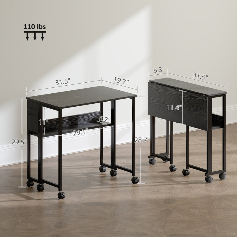 Bureaux pliables peu encombrants avec rangement, acier MDF moderne pour bureau à domicile