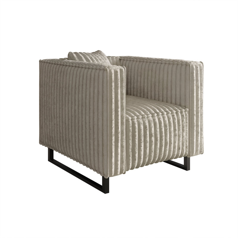 CHAISE EN VELOURS BEIGE, Beige